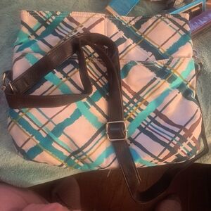 Thirty-One Teal and Brown Crossbody Bag